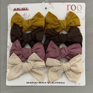 Kids Bow Hair Clips Set - Yellow, Brown, Pink, Cream